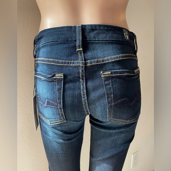 $189 WOMENS NWT 7 SEVEN FOR ALL MANKIND JEANS KIMMIE BOOT DARK BLUE SZ 23, 25 - Picture 5 of 9